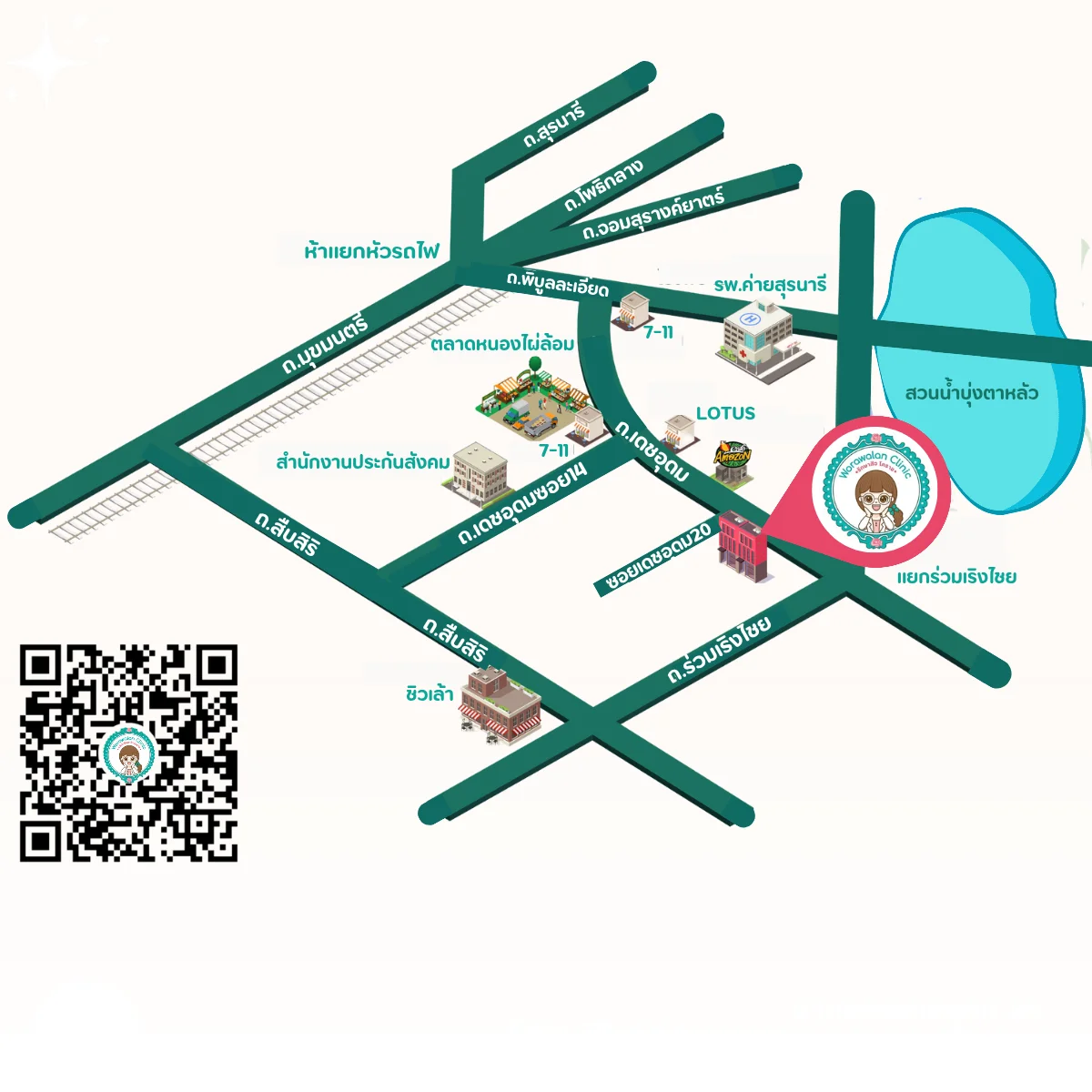 แผนที่การเดินทางไปวรวลัญช์คลินิกโคราช